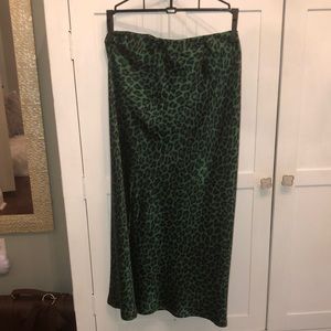 Free Kisses Green Cheetah Print Midi Skirt